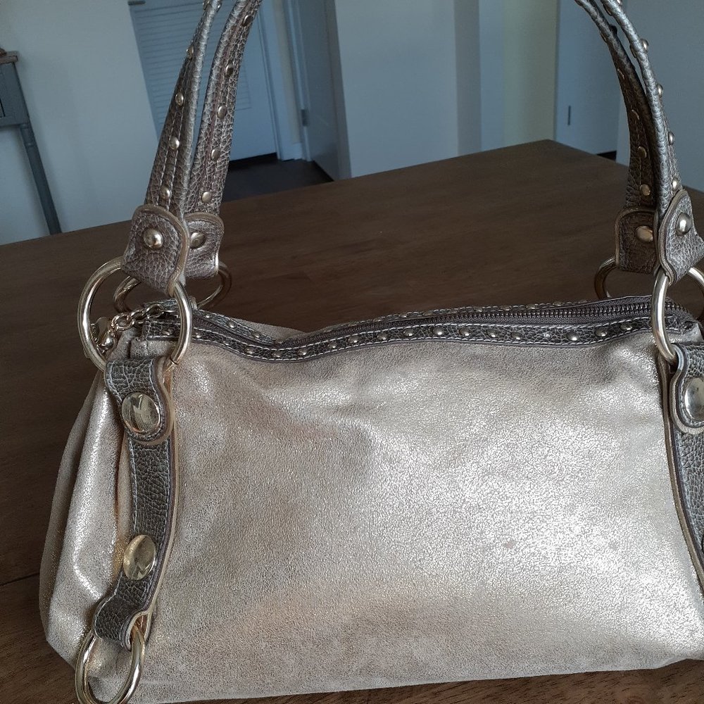 Kathy Van Zeeland Y2K Metallic  Gold Satchel